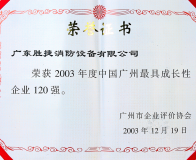  2003年最具成長性企業(yè)120強(qiáng)