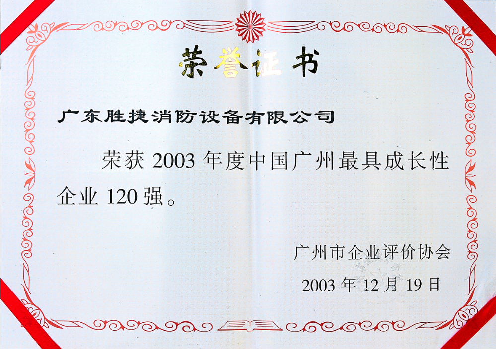  2003年最具成長(zhǎng)性企業(yè)120強(qiáng)